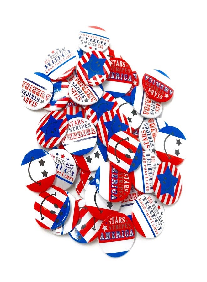 Funiverse 100 Bulk 2" Patriotic Buttons - 4th of July Parade or Fourth of July Party - Image 1