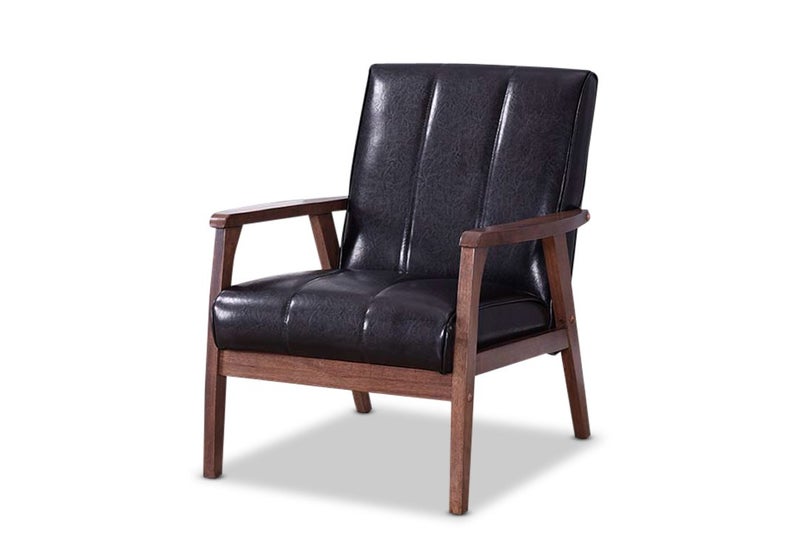 Baxton Studio BBT8011A2Black LivingRoomChairs Medium Leather Black