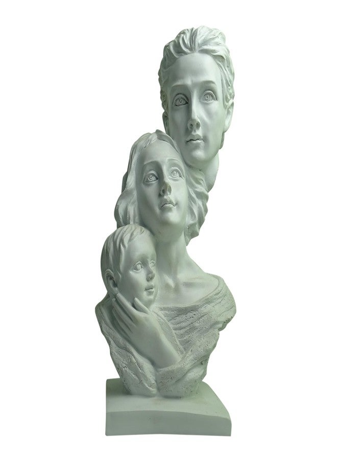 AABCO Polyresin Statue Family of 3, for Home Décor and Gifting, White (24040039) Three Faces Family Portrait Resin Sculpture | Modern Abstract White Bust for Home Decor - Image 1
