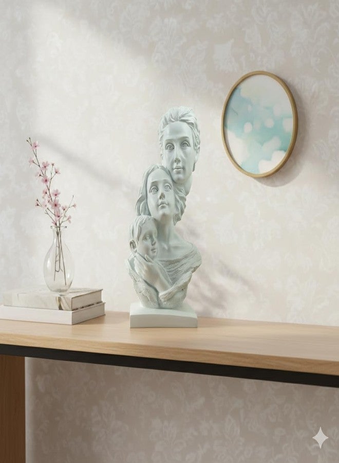 AABCO Polyresin Statue Family of 3, for Home Décor and Gifting, White (24040039) Three Faces Family Portrait Resin Sculpture | Modern Abstract White Bust for Home Decor - Image 5