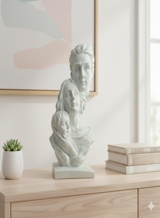 AABCO Polyresin Statue Family of 3, for Home Décor and Gifting, White (24040039) Three Faces Family Portrait Resin Sculpture | Modern Abstract White Bust for Home Decor - Image 2