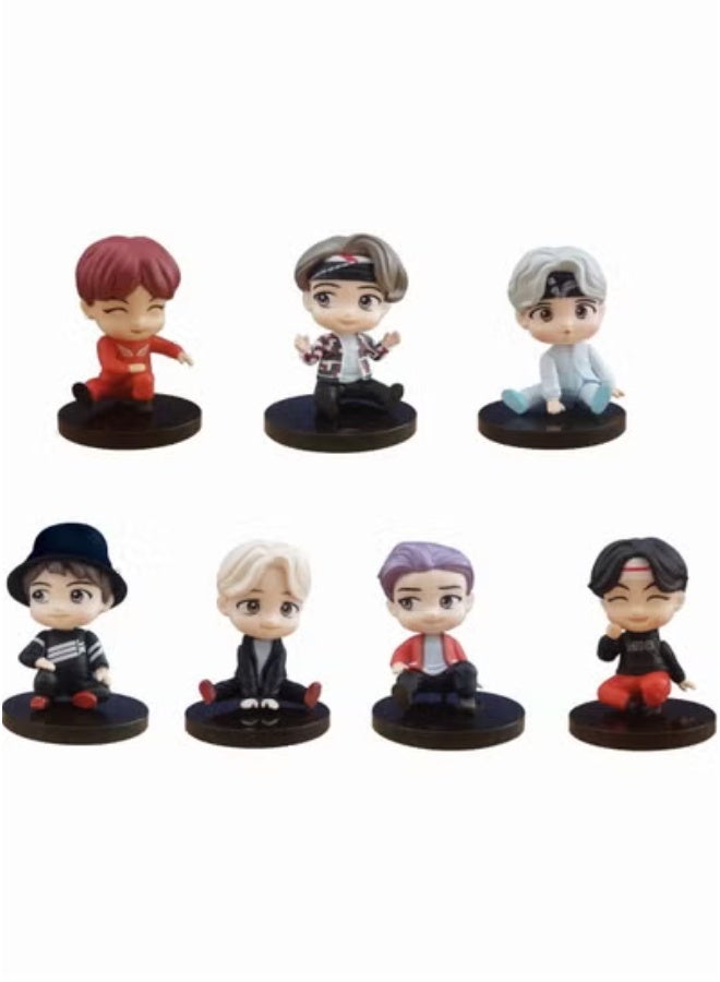 7-Piece BTS cake toppers Characters set of Action Figure Toys Cake Toppers for bts birthday party supplies - Image 4