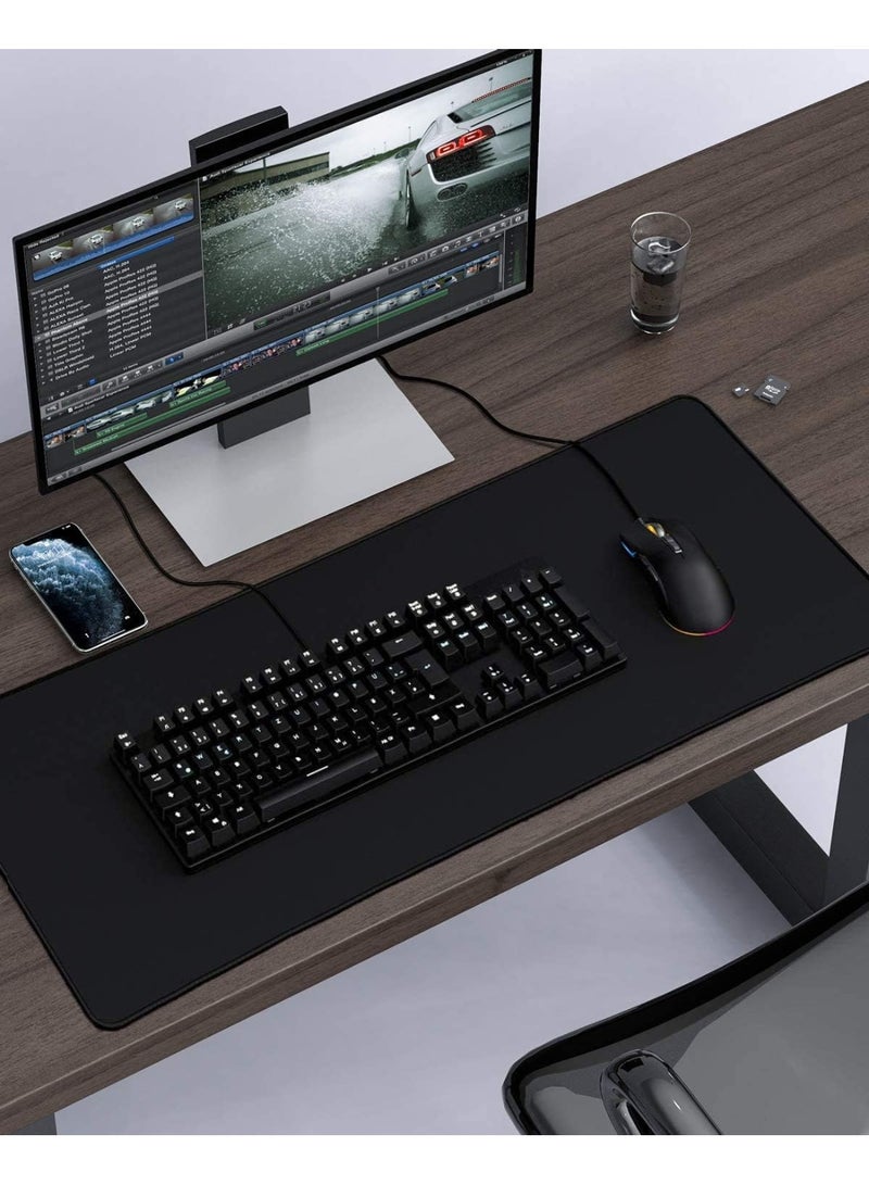 أوكي AUKEY ماوس باد للألعاب بحجم كبير XXL (900 × 400 × 4 مم)، حصيرة ماوس ممتدة سميكة، لوحة مكتب مضادة للانزلاق ومقاومة للسوائل، سطح محكم خاص وحواف مخيطة ضد الاهتراء للوحة المفاتيح والكمبيوتر – أسود - Image 5