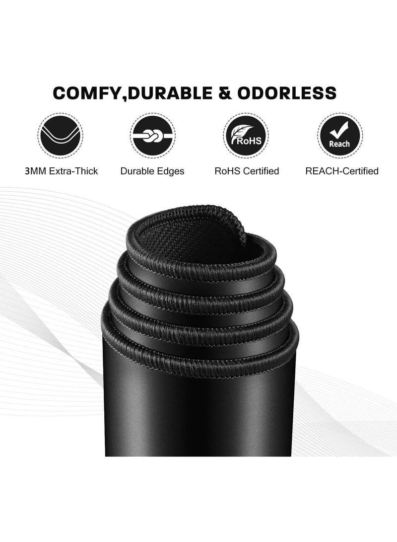 أوكي AUKEY ماوس باد للألعاب بحجم كبير XXL (900 × 400 × 4 مم)، حصيرة ماوس ممتدة سميكة، لوحة مكتب مضادة للانزلاق ومقاومة للسوائل، سطح محكم خاص وحواف مخيطة ضد الاهتراء للوحة المفاتيح والكمبيوتر – أسود - Image 2