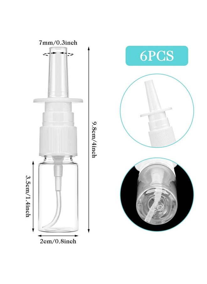 Prasacco 6 Pcs Nasal Spray Bottle Clear Mist Spray Bottle Empty Refillable Small Spray Bottles Nose Spray Bottle For Saline Essential Oils, 10Ml  - Image 2