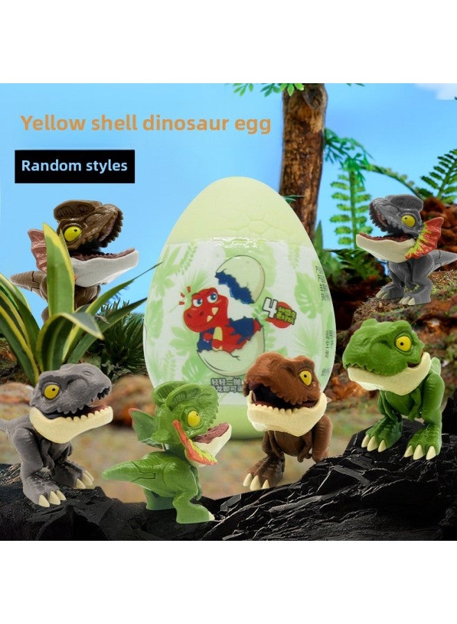 Children's Dinosaur Egg Toy Multi-joint Swing Tyrannosaurus Rex Mini Dinosaur Toy Biting Finger Dinosaur Box Wholesale-Color:188109 Yellow Dinosaur Eggs - Image 1