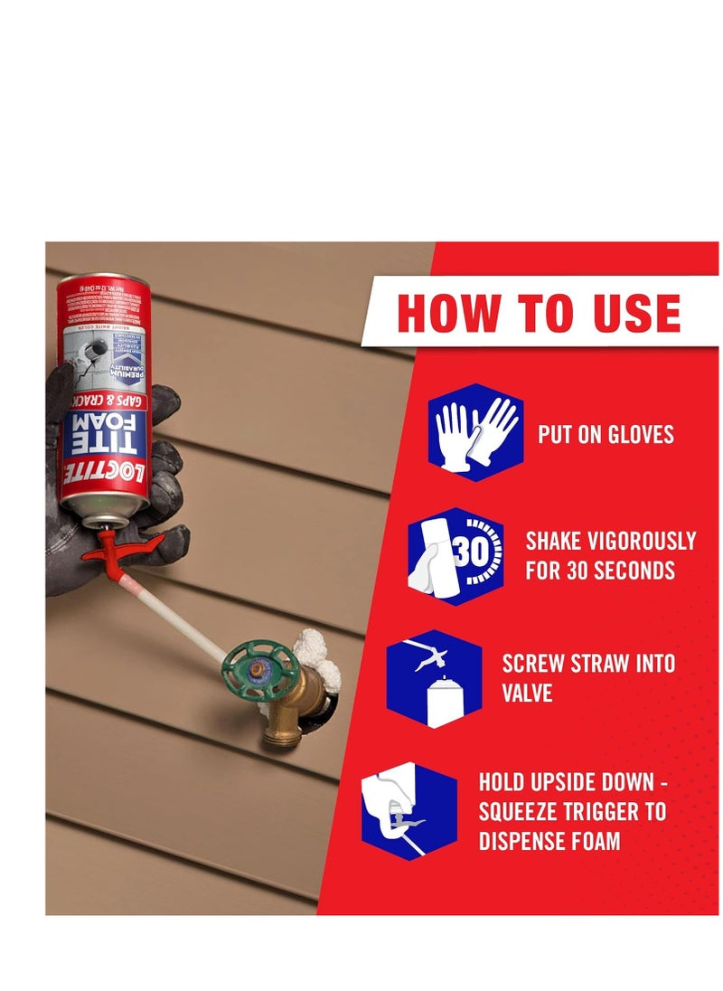 Loctite - Loctite Tite Foam Gaps & Cracks Spray Foam Sealant, Polyurethane Expanding Foam Insulation - 12 fl oz Can, Pack of 1 - Image 1