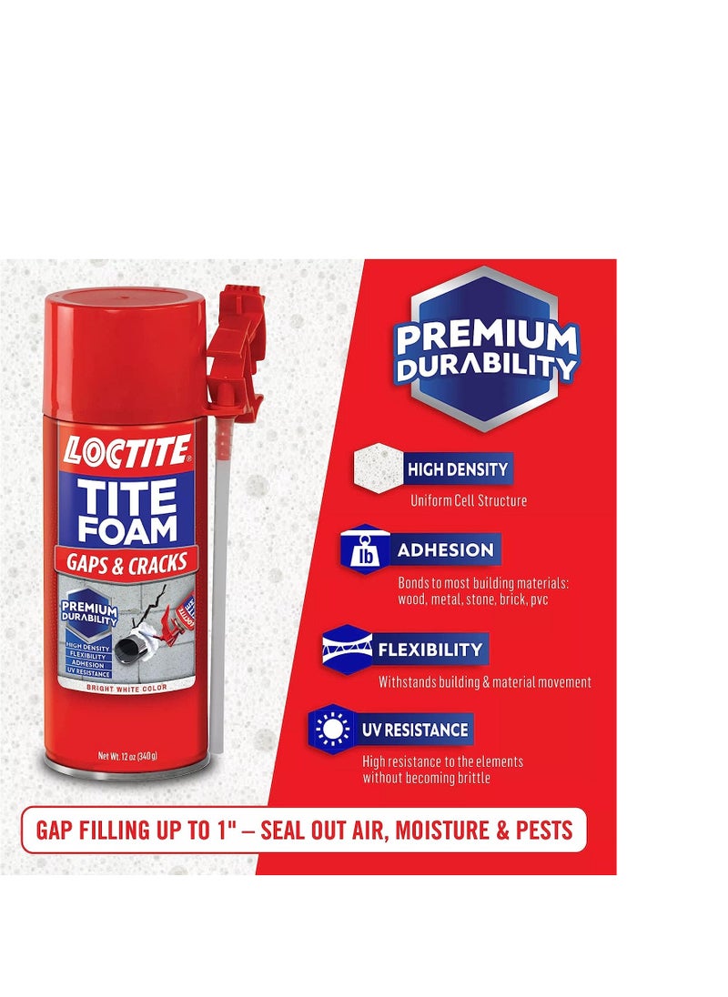 Loctite - Loctite Tite Foam Gaps & Cracks Spray Foam Sealant, Polyurethane Expanding Foam Insulation - 12 fl oz Can, Pack of 1 - Image 1