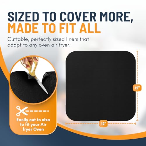 Linda's Essentials Toaster Oven Liners for Bottom of Oven (2 Pack) Reusable Non-Stick Heat Resistant Toaster Liners, Compatible with Ninja, Cuisinart, Emeril Lagasse & More, Toaster Mat, 12"x12" (Black) - Image 5