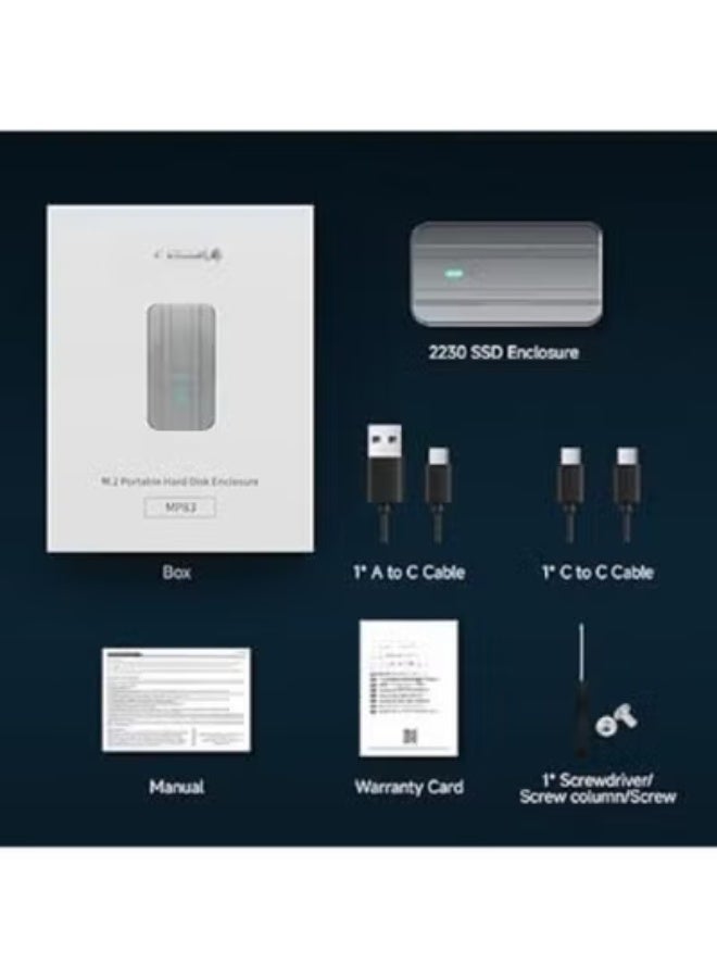 M.2 NVMe SSD Enclosure – USB 3.2 Gen 2 (10 Gbps) – Supports M & B&M Keys – 2230 SSD – External Adapter/Reader - Image 4