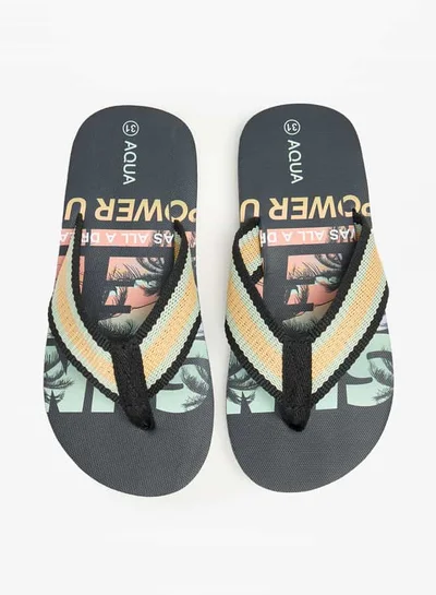 Aqua Boys Graphic Print Flip Flops