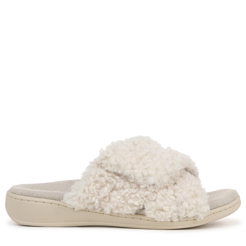 VIONIC Women's Relax II Slides Mary Jane Flat, Cream White Fabric, 10 - Image 3