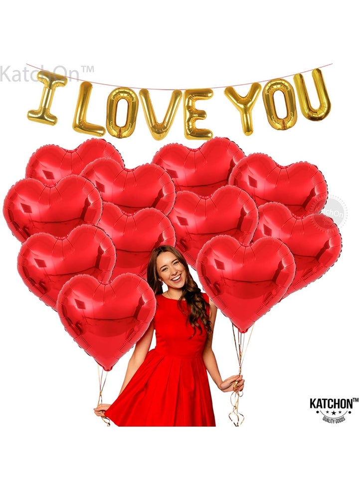 Buy KATCHON I Love You Balloons and Heart Balloons Kit - Pack of 28 ...
