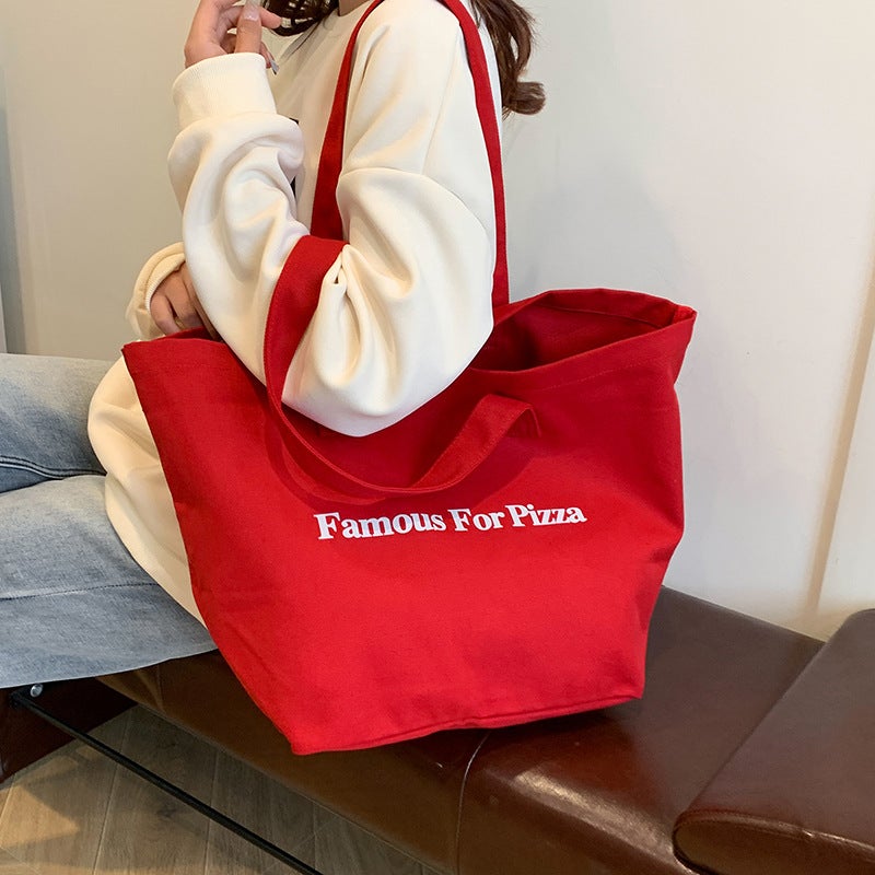 Korean Style Large Canvas Shoulder Bag Tote - Image 4