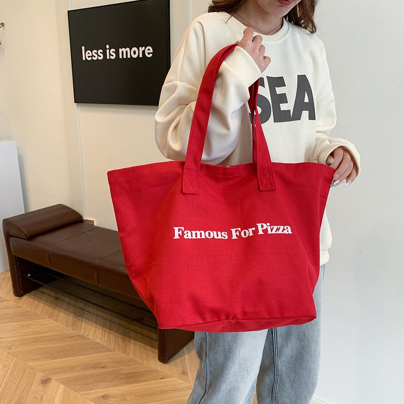 Korean Style Large Canvas Shoulder Bag Tote - Image 3