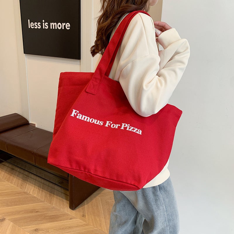 Korean Style Large Canvas Shoulder Bag Tote - Image 2