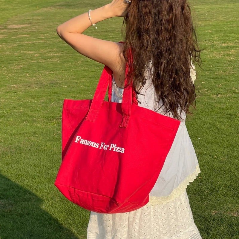 Korean Style Large Canvas Shoulder Bag Tote - Image 1