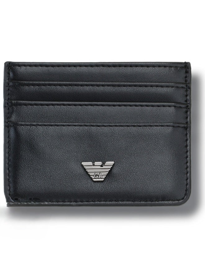 Giorgio Armani Black Leather Card Holder – Premium Luxury Slim Designer Card Case for Men & Women - Image 1