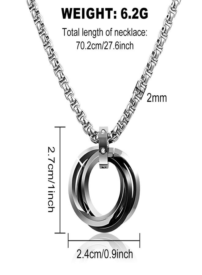 GUSTAVE® 3Pcs Chain for Men Women Three Ring Pendant Necklace Titanium Steel Multi Color Combos Interlocking Circles Necklace for Woman Man - Image 2