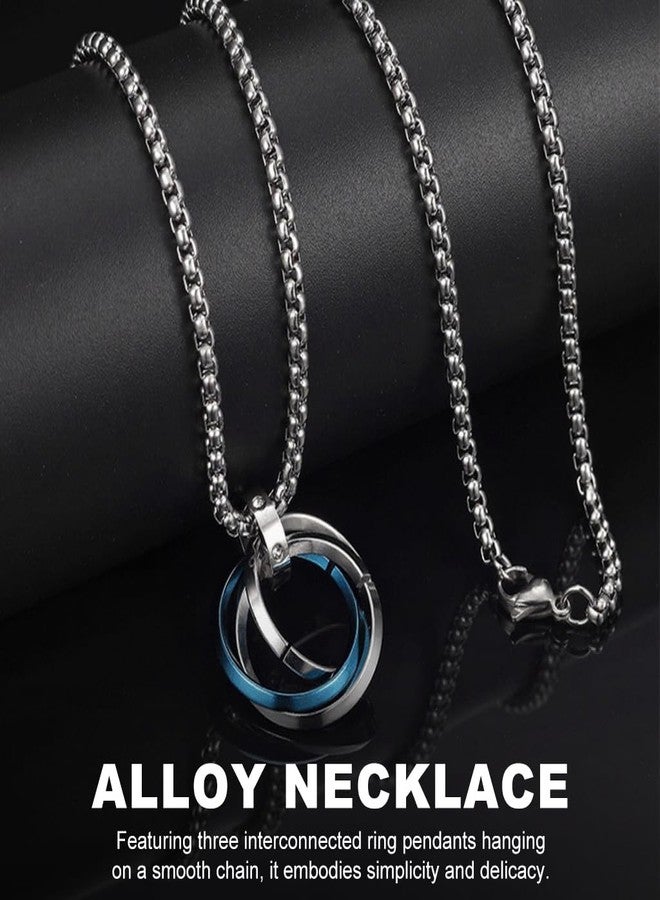 GUSTAVE® 3Pcs Chain for Men Women Three Ring Pendant Necklace Titanium Steel Multi Color Combos Interlocking Circles Necklace for Woman Man - Image 5