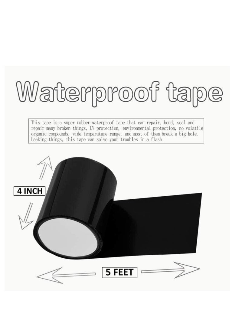 Poaker Waterproof Repair Tape – Strong Self-Adhesive, All-Weather Stretchy Sealing Tape for Insulation, Roofing, Pipes, Holes, Cracks & Leaky Pools, Tanks, Drums & Containers (4 INCH, 1 PCS) - Image 2