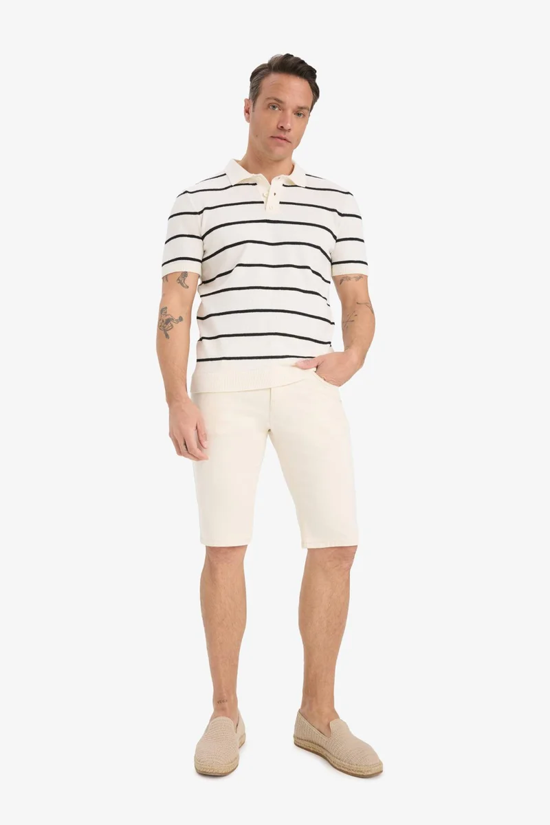 ديفاكتو Standard Fit Polo Collar Knitwear Short Sleeve Polo T-Shirt