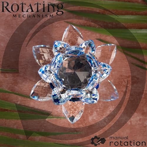 Sajawa Feng Shui Crystal Lotus/Kamal Flower Rotating Showpiece/Paper Weight for Vastu-Home-Office-Study Table-Bedroom Decor-Positive Energy-Good Luck-with Gifting Box-Blue (Small-D:8.5CM|H:5.5CM) - Image 4