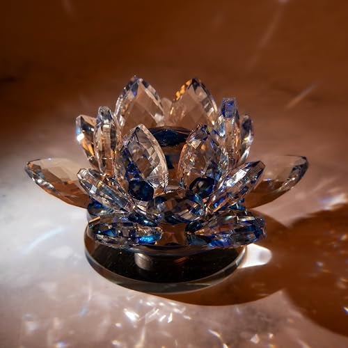 Sajawa Feng Shui Crystal Lotus/Kamal Flower Rotating Showpiece/Paper Weight for Vastu-Home-Office-Study Table-Bedroom Decor-Positive Energy-Good Luck-with Gifting Box-Blue (Small-D:8.5CM|H:5.5CM) - Image 5