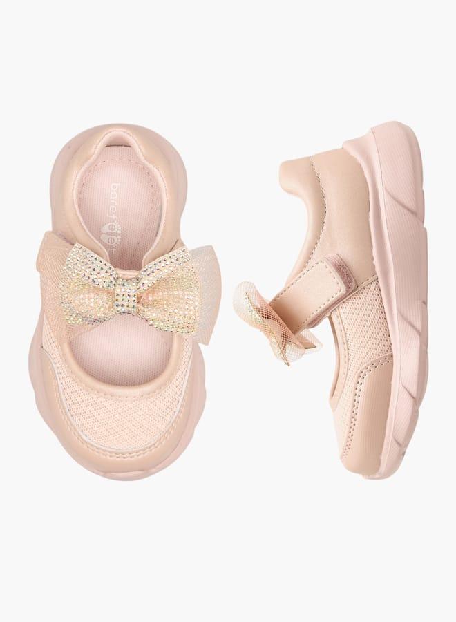 Barefeet Girls Embellished Bow Sneakers With Hook And Loop Closure Ramadan Collection - Image 2