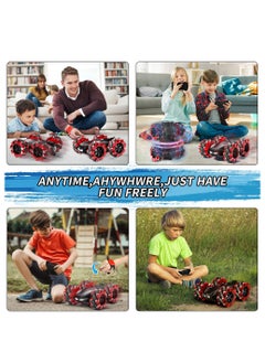 بيوينتي 4WD Gesture Control Stunt Car with Cool Lights 360 Flips Double Sided Off Road Fun for Kids Birthday Gifts Red  - Image 5
