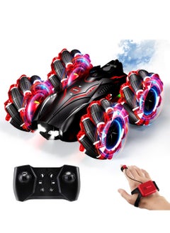 بيوينتي 4WD Gesture Control Stunt Car with Cool Lights 360 Flips Double Sided Off Road Fun for Kids Birthday Gifts Red  - Image 1