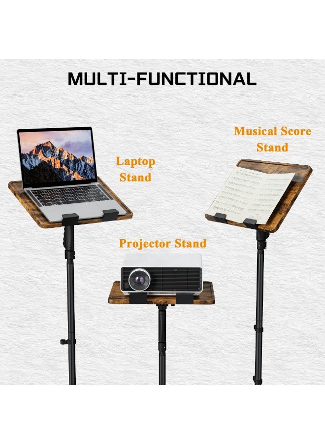ETHU Projector & Laptop Floor Stand, 94-111cm One-Hand Height Adjustable, 0-45 degree angles Tripod Floor Stand with Safety Lock, Heavy Duty Laptop Stand for Home, Office Studio, Stage, Walnut - Image 5