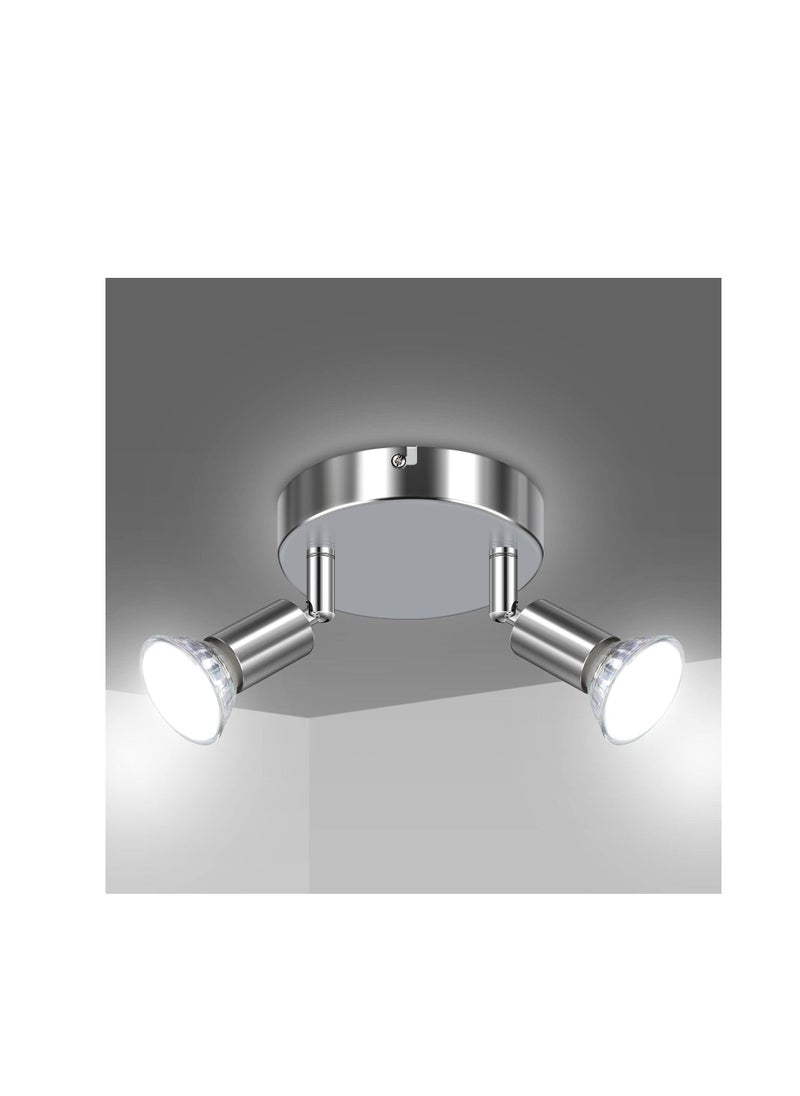 Y&D LED Ceiling Light Rotatable, 2 Way Swiveling Round Plate Spotlight, Spot Lights, Lamp for Kitchen, Living Room Bedroom White Chrome  - Image 1