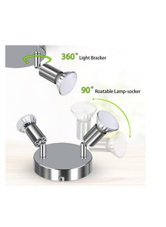 Y&D LED Ceiling Light Rotatable, 2 Way Swiveling Round Plate Spotlight, Spot Lights, Lamp for Kitchen, Living Room Bedroom White Chrome  - Image 2