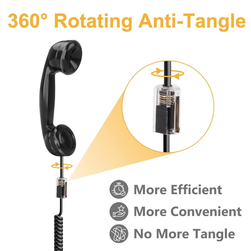 Uvital Phone Cord Detangler for Landline, Anti-Tangle Telephone Handset Cable 360 Degree Rotating Landline Swivel Cord Untangler Black (50 Pack) - Image 4