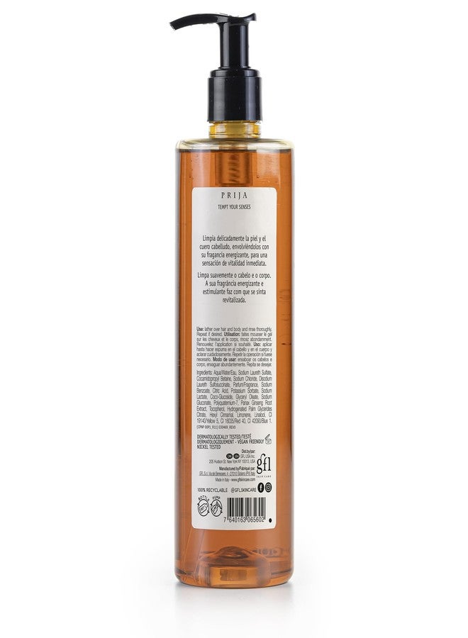 Prija Vitalizing 2 in 1 Shower Gel and Shampoo with Ginseng Extract, Hydrating and Energizing Hair and Body Wash Gel with Pump Dispenser, Luxurious Shower Gel 6 x 12.85 Fl. Oz - Image 2
