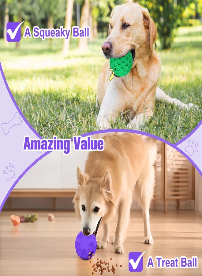 TROUSKAIG 2 Pack Interactive Dog Toys for Aggressive Chewers, 3.15”Squeaky Balls for Dogs and 3.54” Treat Dispensing Dog Toys, Squeaky Dog Balls for Large Dogs,Treat Puzzle Toy,Indestructible Toy Ball - Image 3
