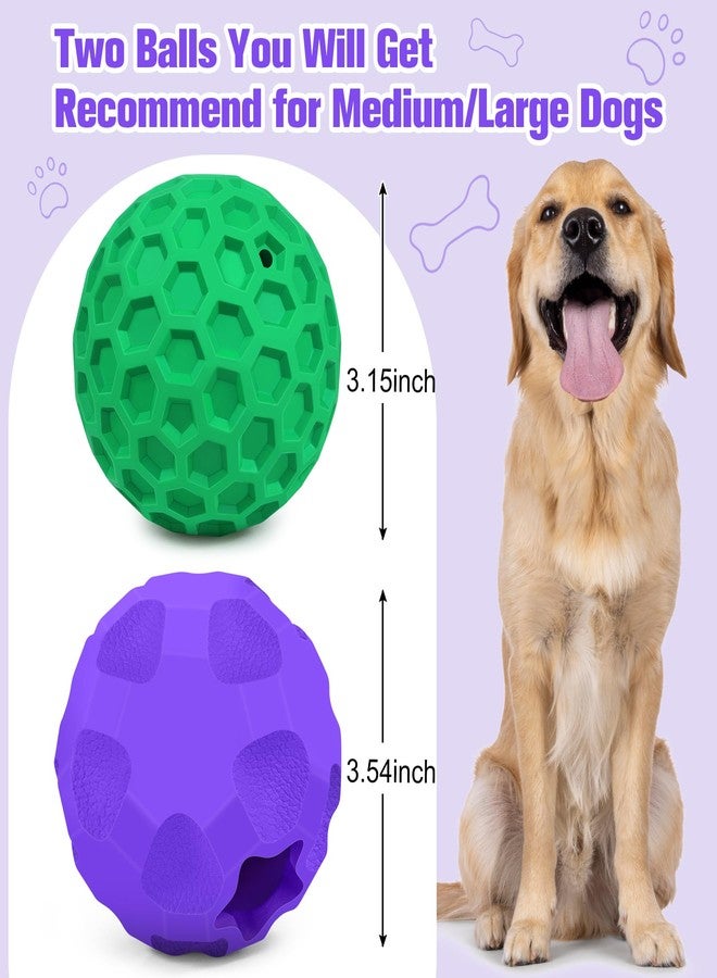 TROUSKAIG 2 Pack Interactive Dog Toys for Aggressive Chewers, 3.15”Squeaky Balls for Dogs and 3.54” Treat Dispensing Dog Toys, Squeaky Dog Balls for Large Dogs,Treat Puzzle Toy,Indestructible Toy Ball - Image 2