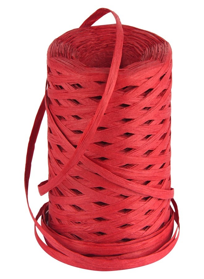 Cuttte Raffia Ribbon for Gift Wrapping - Cuttte 218 Yards Raffia Yarn for Crocheting, Paper Ribbons for Craft, Packing Paper Twine Yarn 1/4 Inch Width (Red) - Image 1
