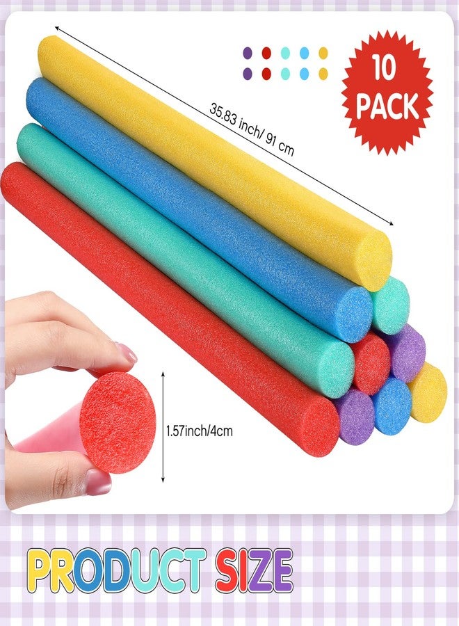 Kathfly 10 Pcs Solid Pool Noodles 1.5 x 35 Inches Foam Swim Noodles Round Tube for Floating Swimming Craft Projects(Multicolor) - Image 2