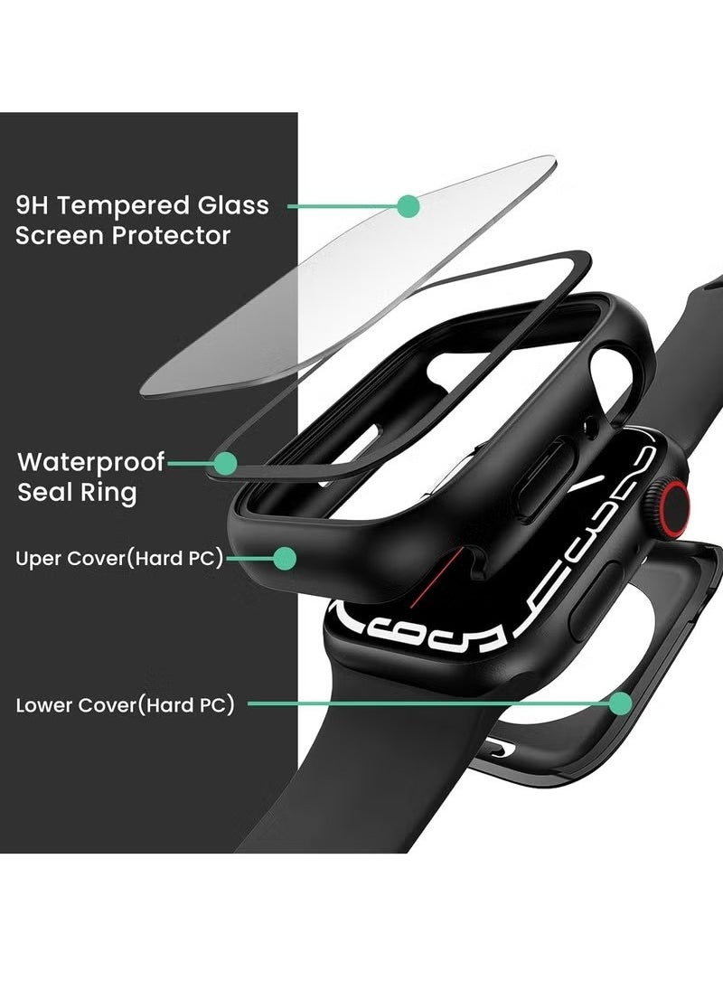 Waterproof Protective Case Cover for Apple Watch Series 6 5 4 SE(2023) 44mm, 360° Protective Hard PC Front & Back Bumper with HD Tempered Glass Screen Protector for iWatch  - Image 2