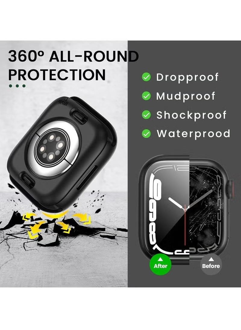 Waterproof Protective Case Cover for Apple Watch Series 6 5 4 SE(2023) 44mm, 360° Protective Hard PC Front & Back Bumper with HD Tempered Glass Screen Protector for iWatch  - Image 3