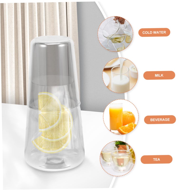 Glass Water Carafe Set With Cup For Nightstand Bedroom Bathroom Food Safe Beverage Container - Image 5