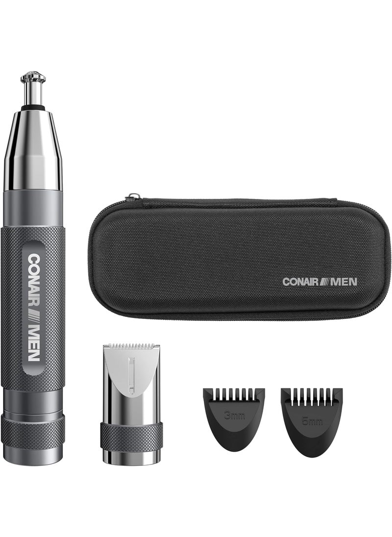 CONAIR Conair Men Ear Nose and Eyebrow Trimmer Patent 360 Bevel Blade for No Pull No Snag Trimming Experience 5piece Kit with Travel Case 
