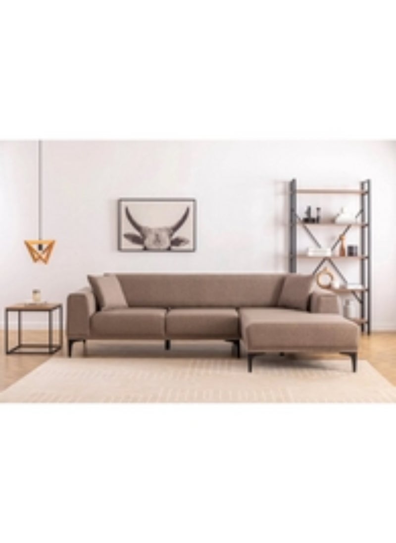 Homzmart Swedish Wood and Linen L-Shape Sofa - Beige  - Image 2