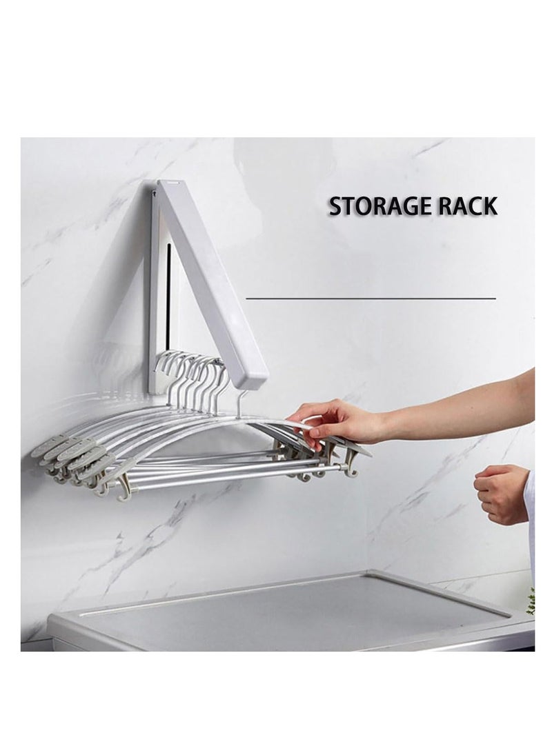 Foldable Clothes Drying Rack Wall Mounted Clothes Hanger Dual Purpose Folding Clothes Hanging Rod for Balcony Bedroom Bathroom and Laundry Room (White) - Image 5