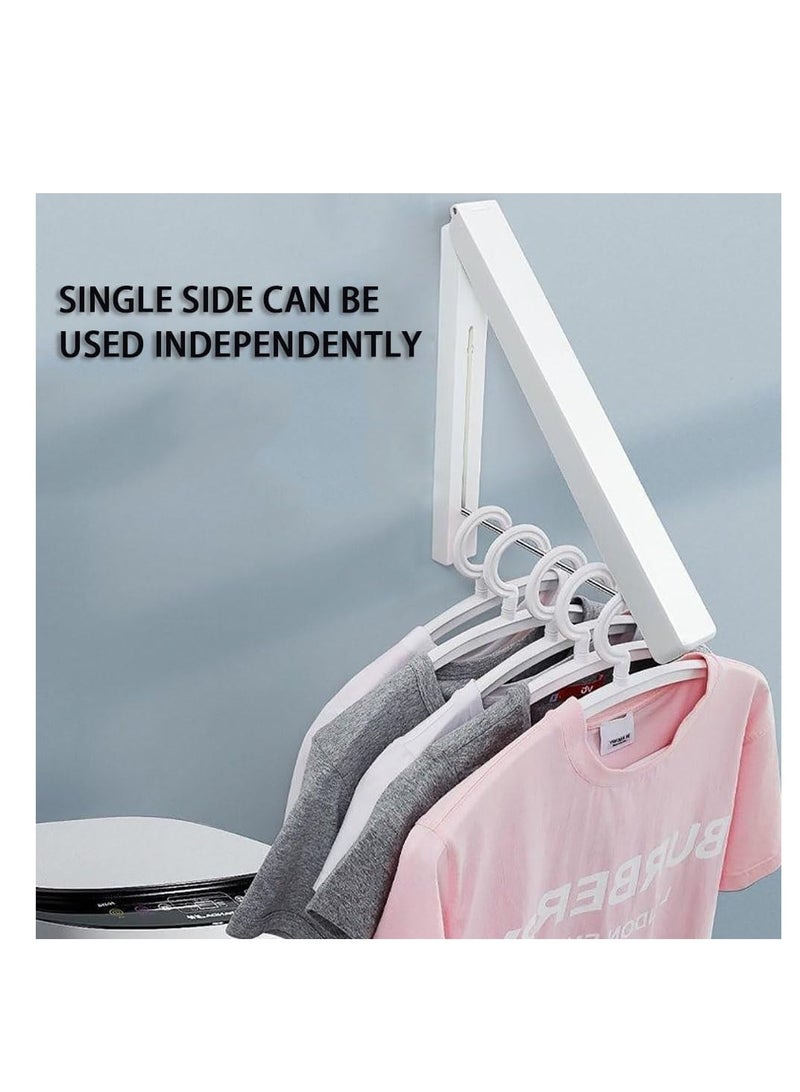 Foldable Clothes Drying Rack Wall Mounted Clothes Hanger Dual Purpose Folding Clothes Hanging Rod for Balcony Bedroom Bathroom and Laundry Room (White) - Image 4
