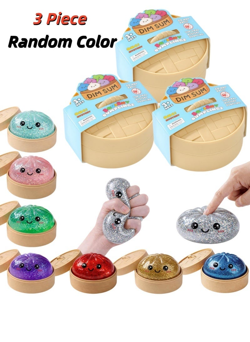 3 PCS-Glitter Dumpling Squishies Mystery Box Squeeze Toy, Easter Squishy Dumpling Fidget Toys for Adults, Stress Relief Sensory Toy - Image 1