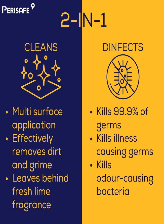 PERISAFE Multipurpose Disinfectant Wipe For Surfaces & Skin-100 Wipes | 100% Biodegradable Wipes | Antibacterial | 2-IN-1- Kills Germs & Cleans Tough Messes - Image 4