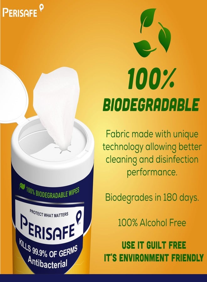 PERISAFE Multipurpose Disinfectant Wipe For Surfaces & Skin-100 Wipes | 100% Biodegradable Wipes | Antibacterial | 2-IN-1- Kills Germs & Cleans Tough Messes - Image 2